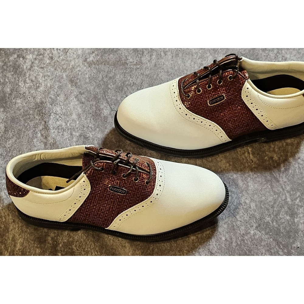 Foot Joy Dry Joy Women's Classic Golf Shoes White/Brown Leather SZ 7.5